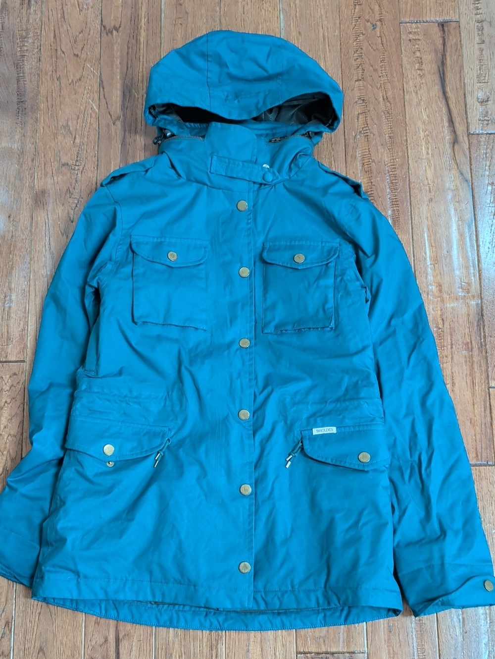 Holden Bright Teal Snap-Front Snow Ski Jacket